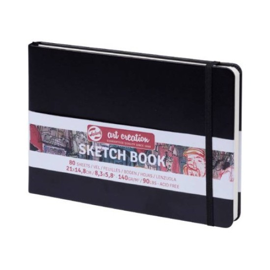 ART CREATION ΜΠΛΟΚ ΣΧΕΔΙΟΥ ΠΛΑΓΙΟ ΜΑΥΡΟ 15Χ21 80Φ 140GR SKETCH BOOK TALENS