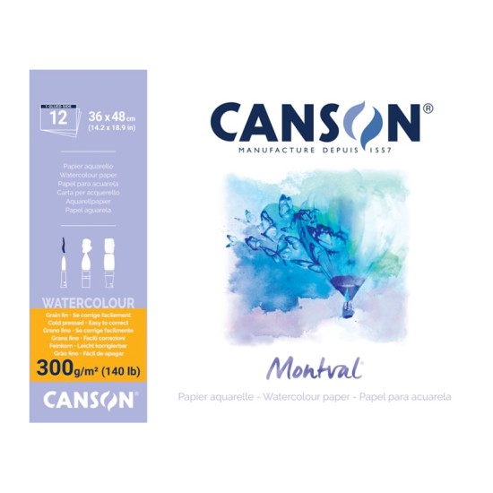 ΜΠΛΟΚ CANSON MONTVAL AQUA 36x48 300gr 12φ COLD PR.