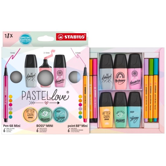 ΣΕΤ STABILO PASTELLOVE 18τεμ (mini 68,88,boss)