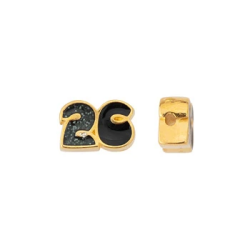 Περαστό 26 glitter black Χρυσο 24K 2τμχ