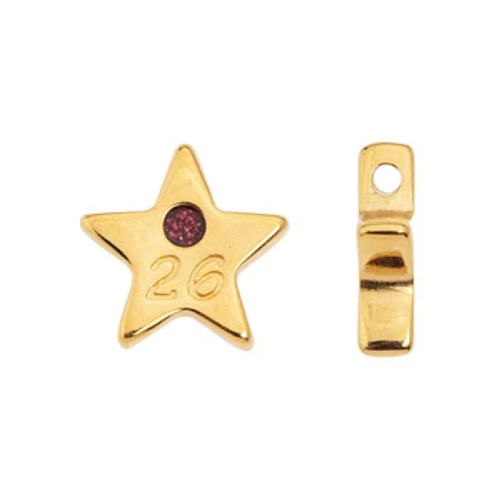 Κρεμαστό αστέρι 26 Burgundy Glitter χρυσο 24K   2τμχ		