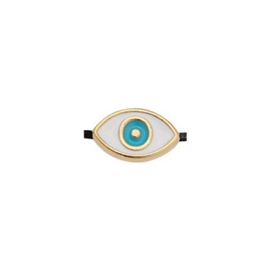 Χάντρα άσπρο μάτι Φ1.5mm 014704 χρυσό 2τμχ
