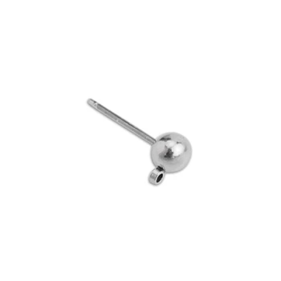 Ορειχ. σκουλ. μπίλια 5mm 1 κρικ. και καρφί inox ασημί 6τμχ