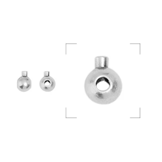 Ορειχάλκινο στοπάκι 3.2mm Φ1.1mm Raw ασημί 10τμχ