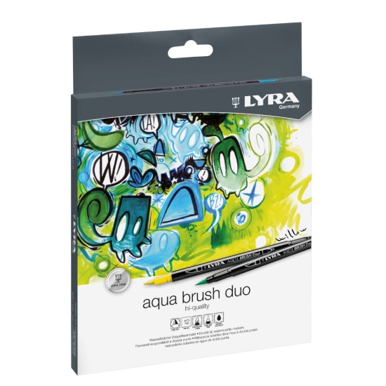 Lyra Aqua Brush Duo Μαρκαδόρος Πινέλο Σετ 12τμχ