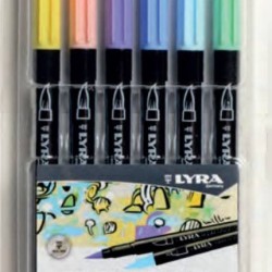 Lyra Aqua Brush Duo Μαρκαδόρος Πινέλο Σετ Pastel Tones 6τμχ