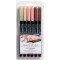 Lyra Aqua Brush Duo Μαρκαδόρος Πινέλο Σετ Skin Tones 6τμχ