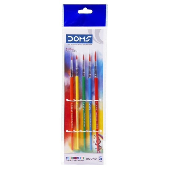 Doms Colourmate Συνθετικά Πινέλα Brushes Round 5τμχ (0,1,2,4,6)