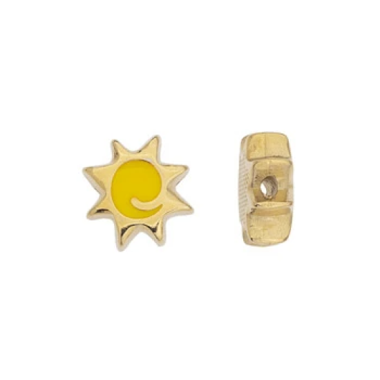Μοτίφ χάντρα ήλιος κίτρινο με Φ1.5mm 2τμχ