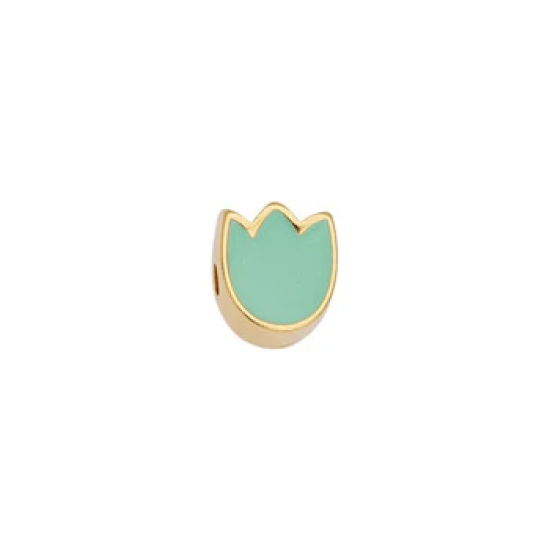 Μοτίφ χάντρα τουλίπα opaline green Φ2mm 2τμχ