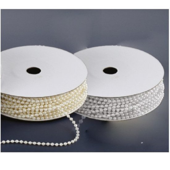 Κορδέλα με Πέρλες 4mm σε Καρούλι 20 Yards – Λευκή 