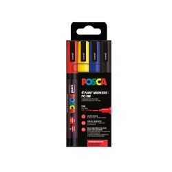 POSCA PC-3M Σετ 4 Μαρκαδόρων Basic Colours 0.9-1.3mm