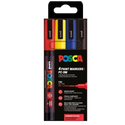 POSCA PC-3M Σετ 4 Μαρκαδόρων Basic Colours 0.9-1.3mm