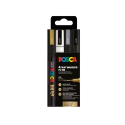 POSCA PC-3M Σετ 4 Μαρκαδόρων Festive Colours 0.9-1.3mm