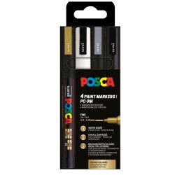 POSCA PC-3M Σετ 4 Μαρκαδόρων Festive Colours 0.9-1.3mm