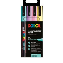 POSCA PC-3M Σετ 4 Μαρκαδόρων Soft Colours 0.9-1.3mm